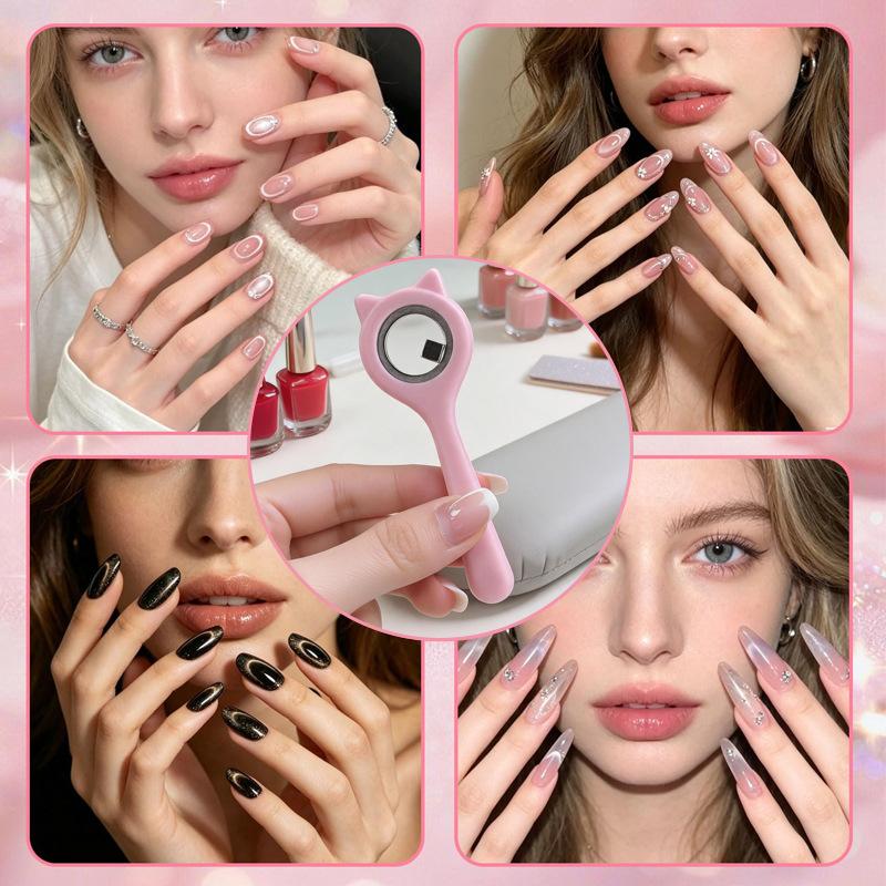3-Second Hollow Cat Eye Magnet Strong Power Ring With Handle Magnet Fast Black Hole Effect For Magnetic Nail Art Beginner