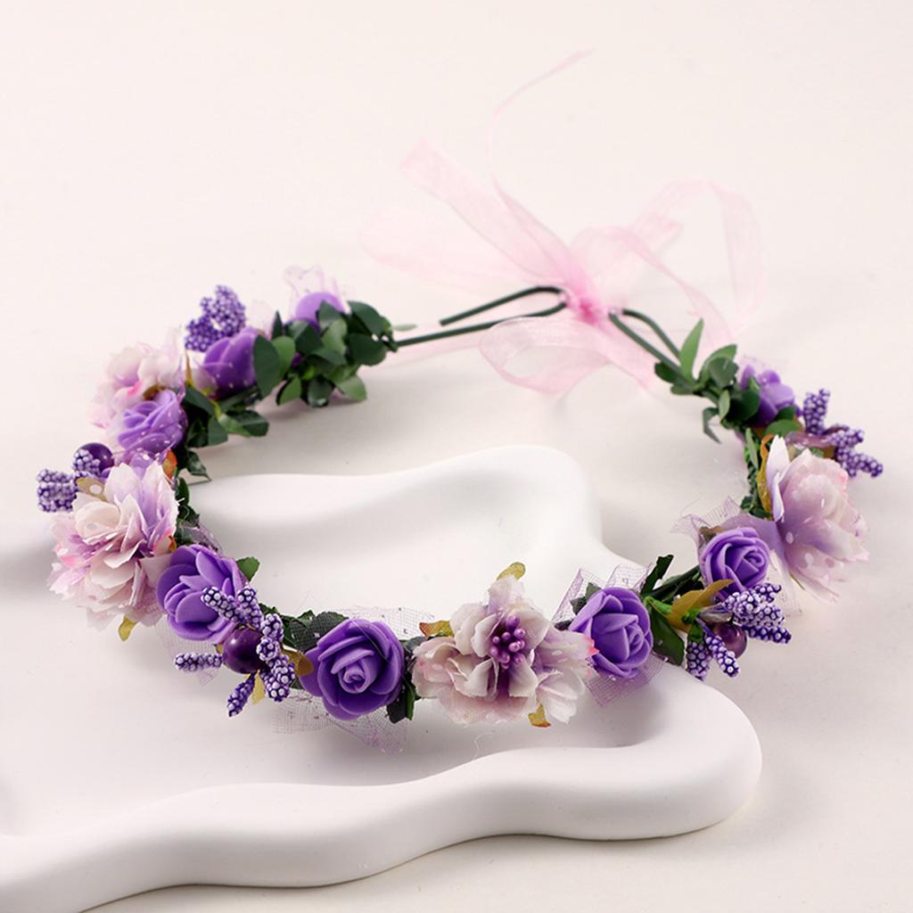 Coroa de Flores de Fada Para Mulheres Faixa de Cabelo de Flor Artificial Guirlanda Faixa de Cabeça Floral Meninas Acessórios de Cabelo para Fotografia ao Ar Livre na Praia