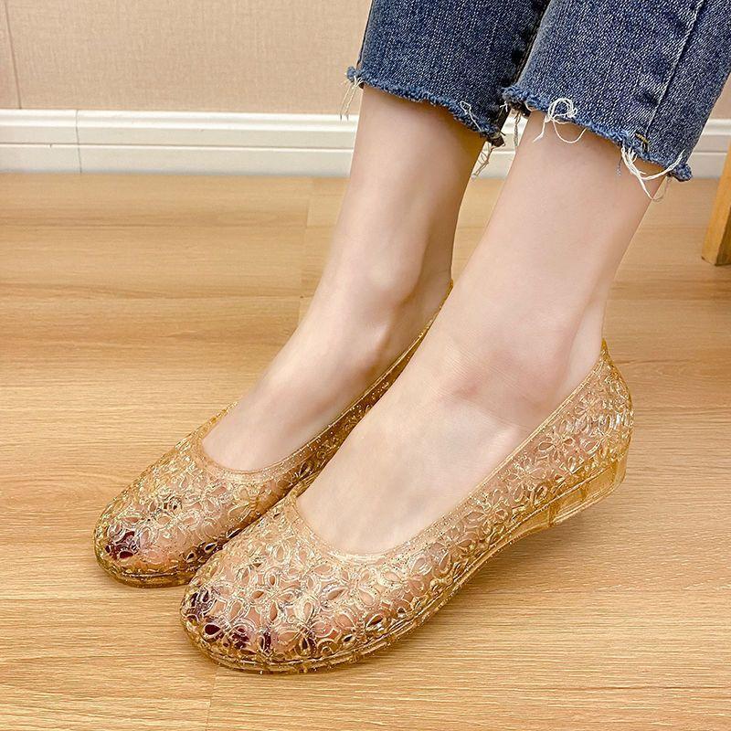 Fashion Anti slip and anti odor crystal sandals for women's summer fashion fairy crystal shoes transparent sandals