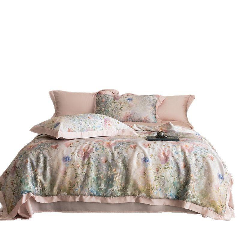 Luxury 100% Lyocell Tencel Summer Quilt Set Four-Piece Air Conditioning Quilt High-End Sensation A-Class Baby-Friendly Bedding