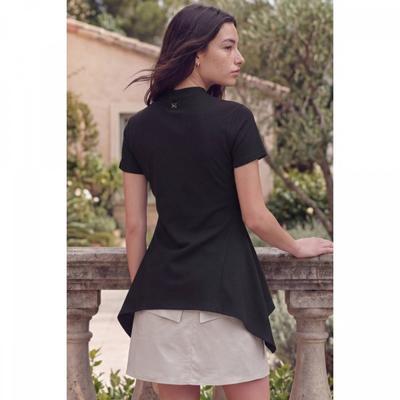 Draped Long Top Black