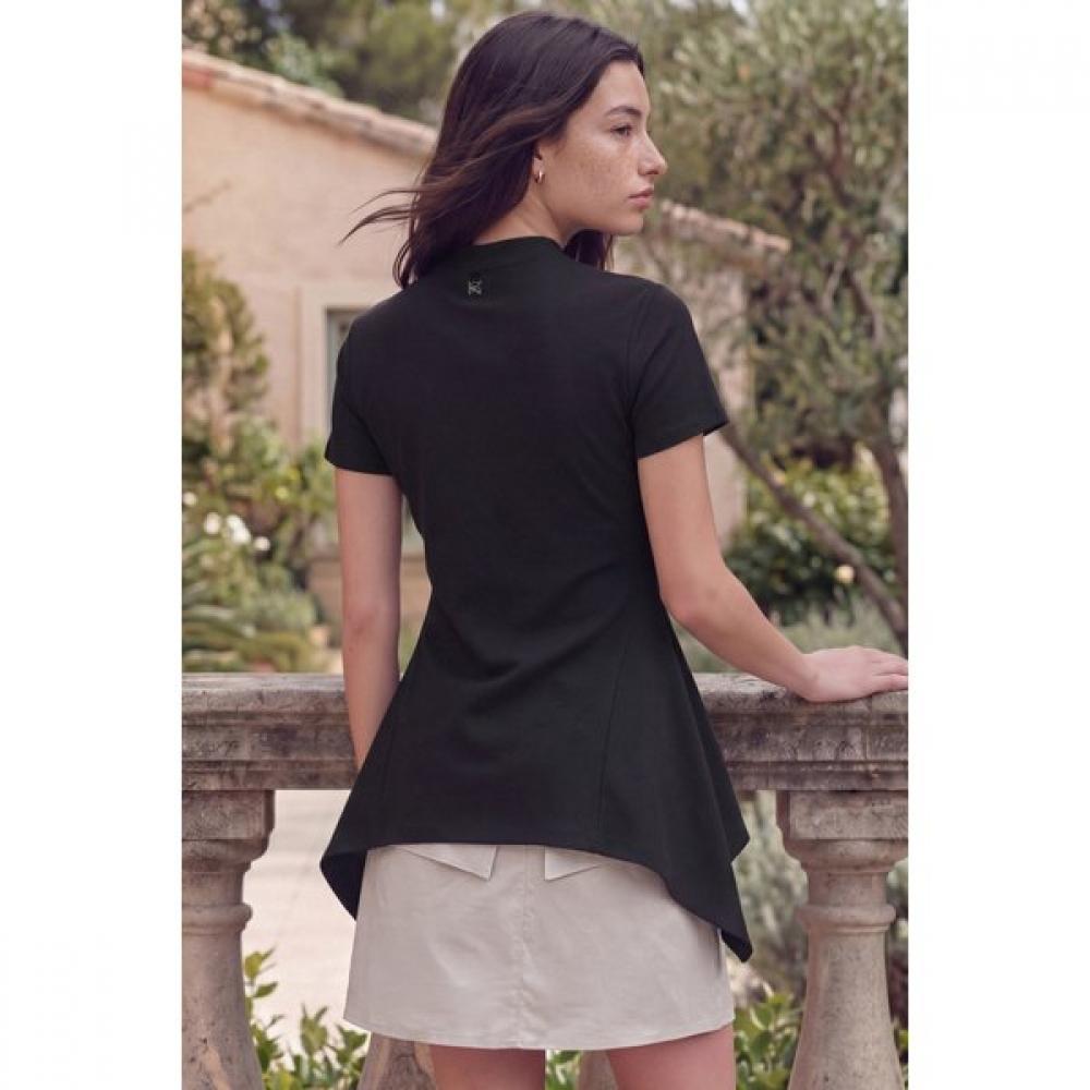 Bermudagrass Draped Long Top Black S