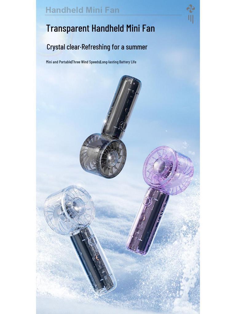 New Compact Mecha Style Transparent Handheld Fan - Portable Pocket Fan with High Wind Power for Commuting