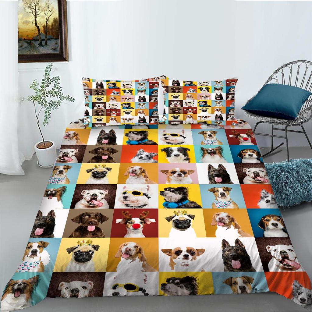 3D Pet Dog Pattern Bedding Set Home Decoration Gift for Boys and Girls Single Bed Double Bed Decoration