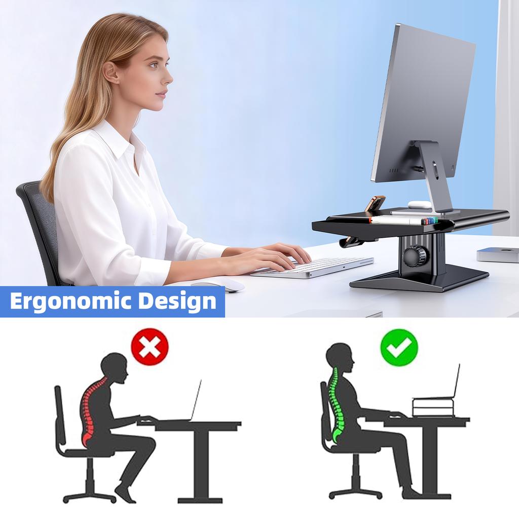 Oatsbasf Computer Monitor Stand Riser Desktop Laptop & Printer & Notebook Holder with Drawer & Phone Holder Knob Adjustment