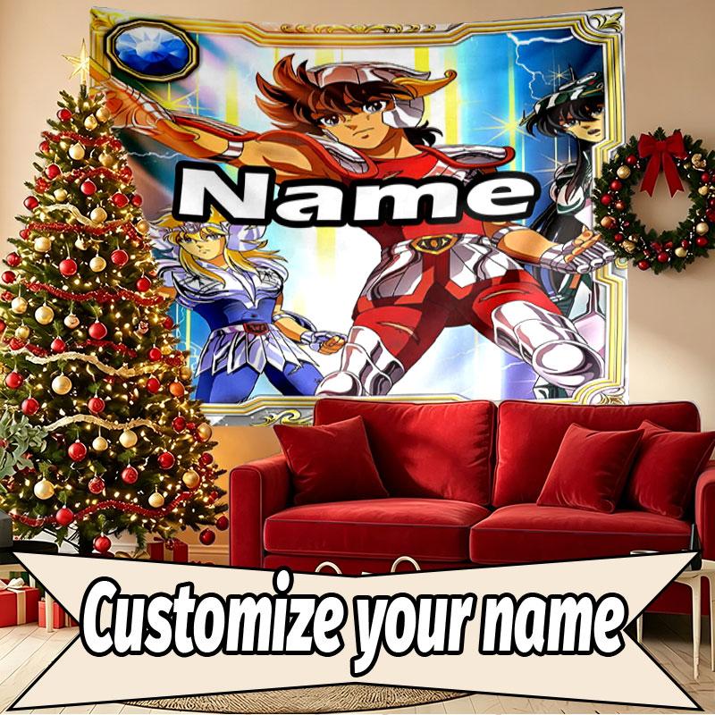 Custom Name Personalized Saint Seiya Print Tapestry, Wall Art Decor, Bedroom, Dorm, Apartment, LivingRoom, Party Backdrop, Gift for Birthday