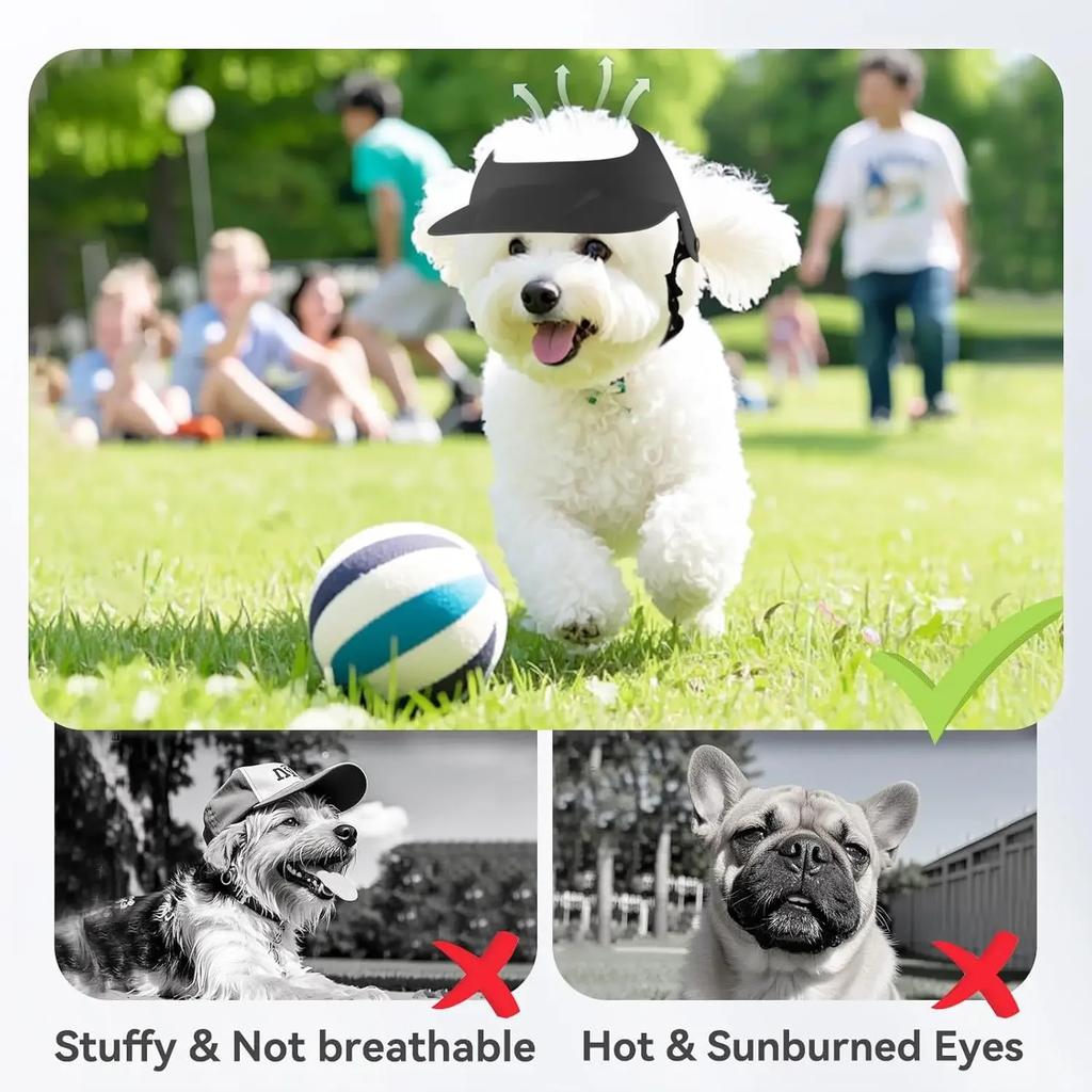 Dog Hat for Motorcycle Sun Hat with Ear Holes Stylish Doggy Visor Empty Doggie Helmets Adjustable Easy Wear Small to Medium Dogs