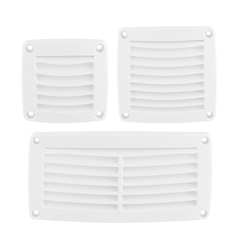Universal Square Air Vent for Marine Boat & RV, White/Black Louvered Ventilation Grille, Durable Plastic Cover