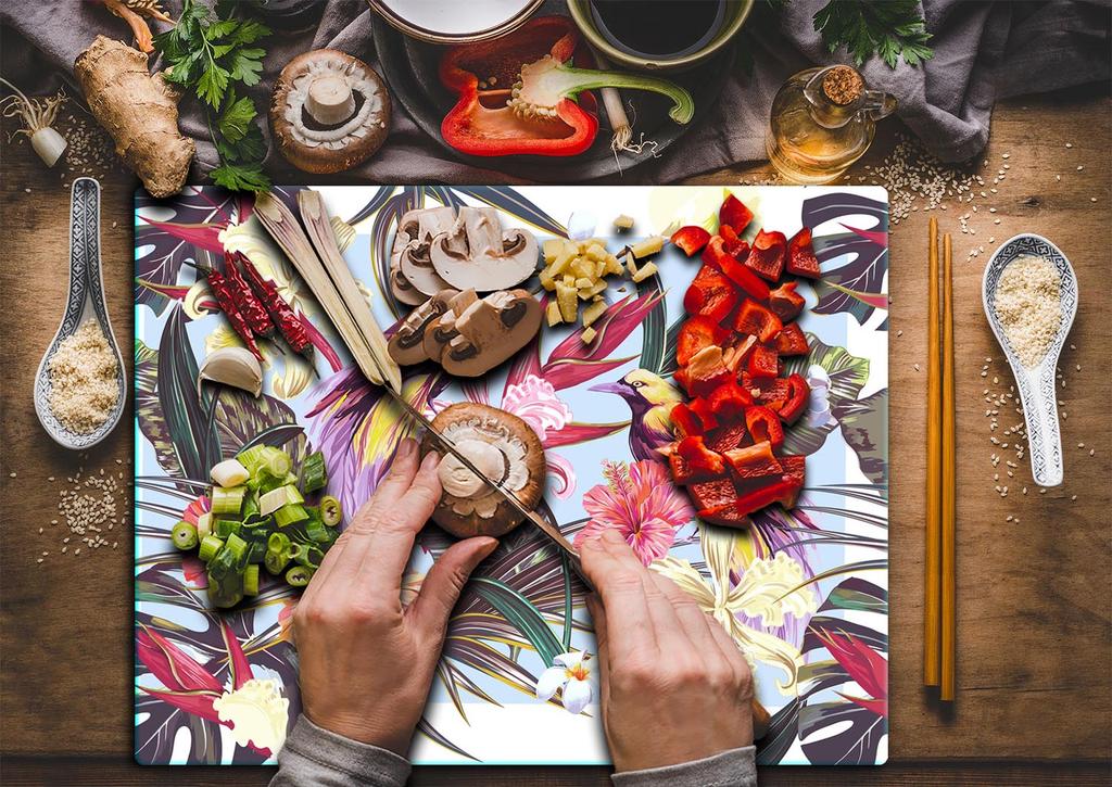 Glass Cutting Board 52X40 Flowers