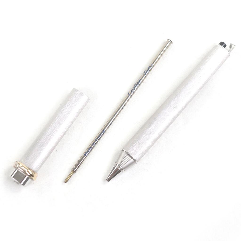 Excellent Cartier Ballpoint Pen Trinity Hairline Cap Type Silver Gold Mens Used