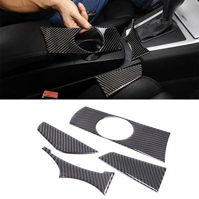 Soft Carbon Fiber Style Car Central Control Water Cup Holder Panel Decorative Cover Sticker For BMW X3 E83 2006-2010