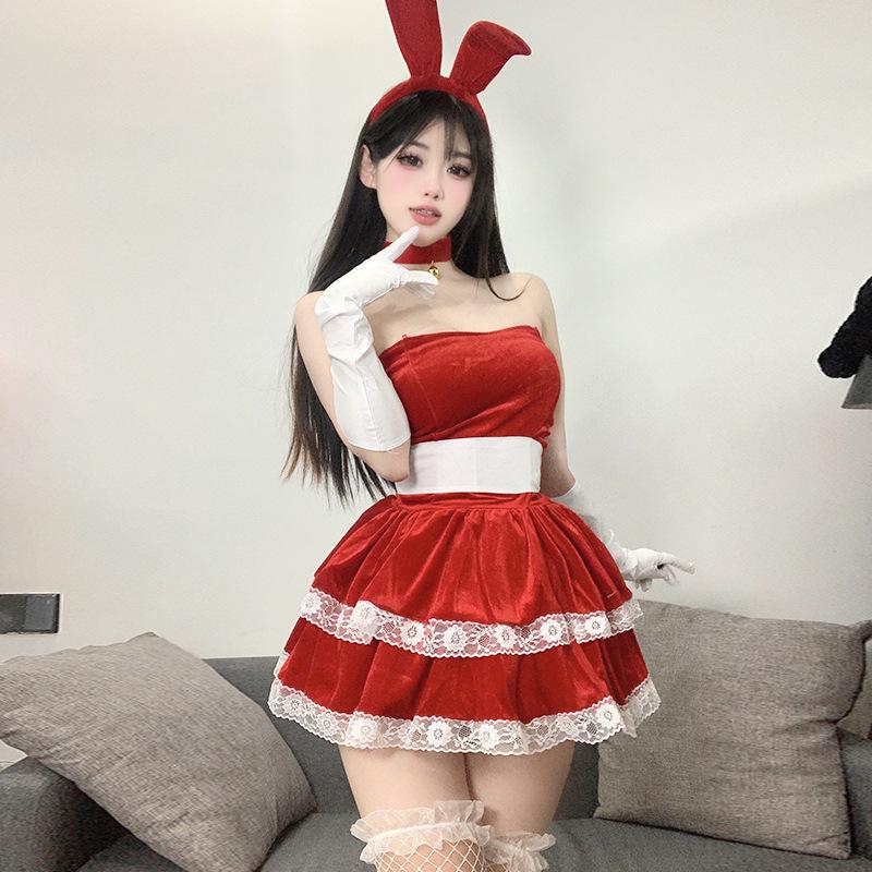 2025 Temptation Lingerie Bunny Girl Christmas Cosplay Set for Women