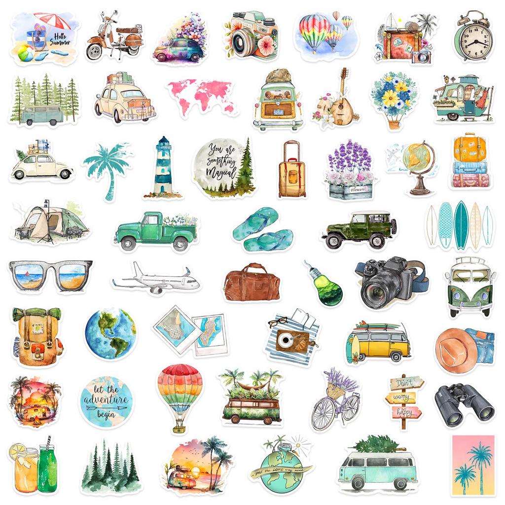 50PCS Outdoor Travel Scenery Sticker Graffiti Cell Phone Helmet Water Cup Car DIY Waterproof PVC Handbook Play Reward Stickers