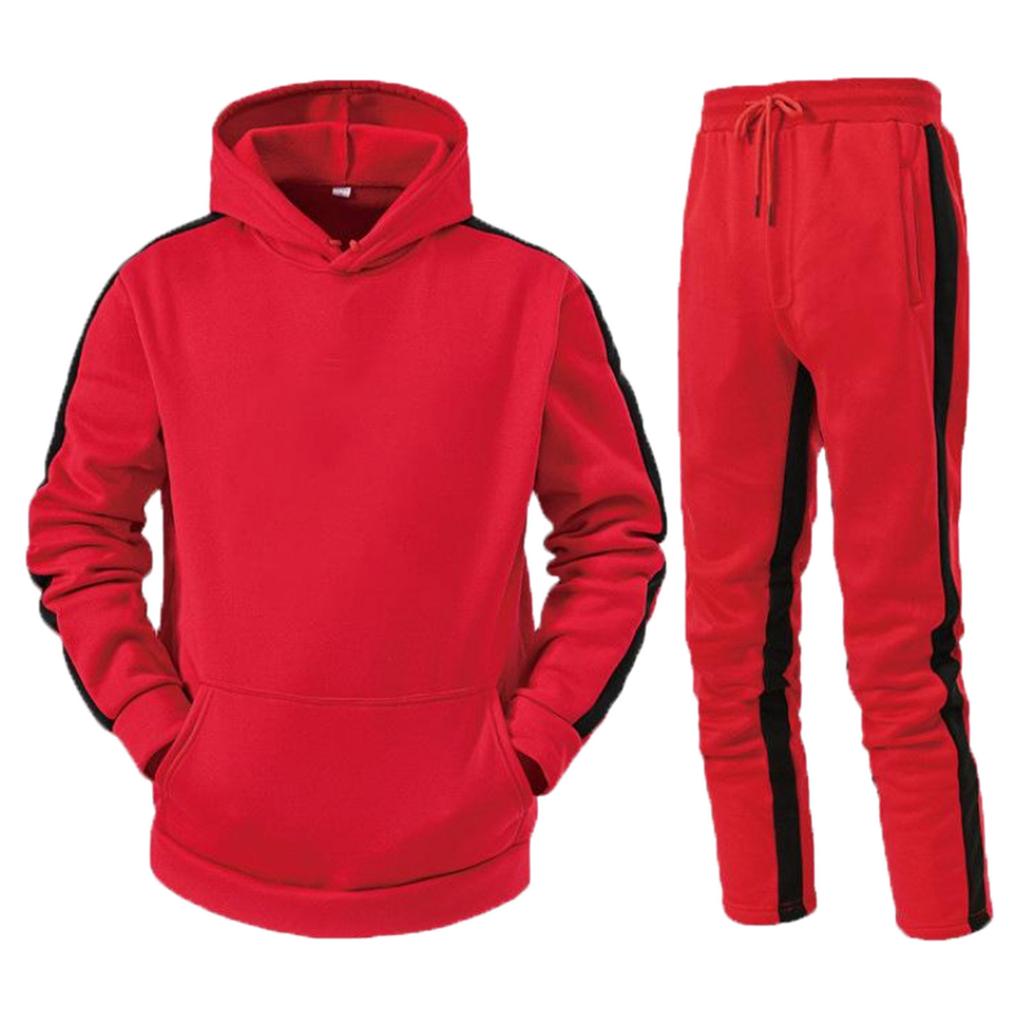 Men'S Hooded Sportswear Two-Piece Long Sleeved Pullover Hoodie Sweatshirt+Sweatpants Set