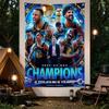 Golden State Warriors 2022 Champions Poster Blue Neon Trophy Curry Team Glow