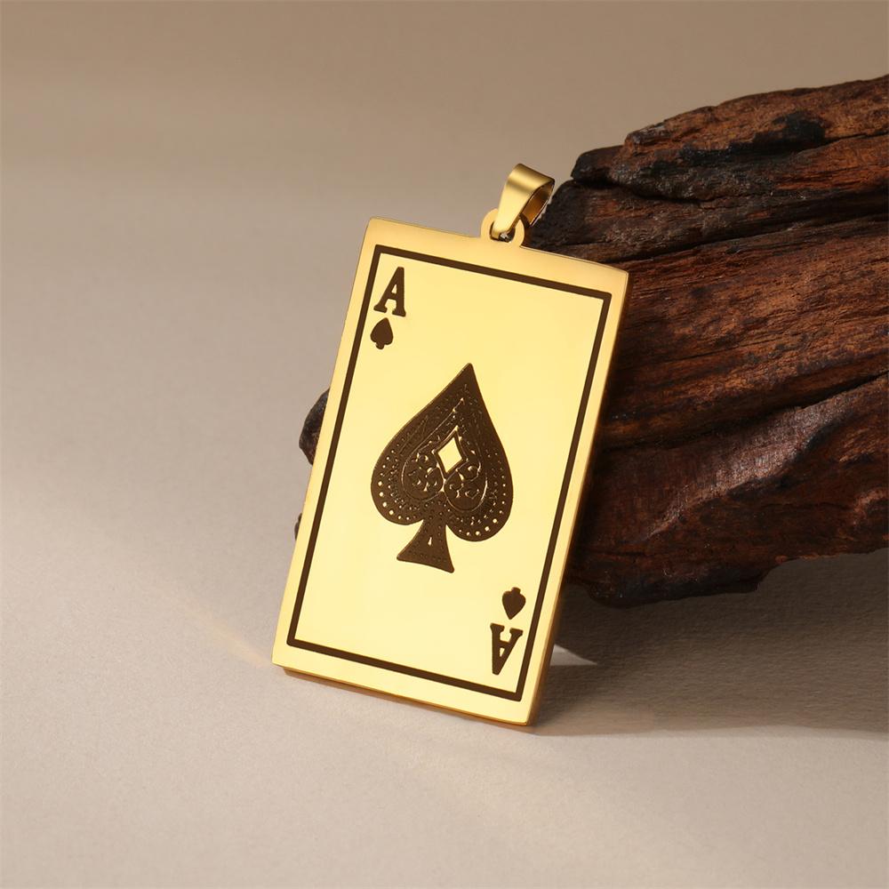EUEAVAN Punk Lucky Ace of Spades Keychain Stainless Steel Square Poker A Card Pendant Keyring Good Fortune Hip-hop Jewelry Gifts