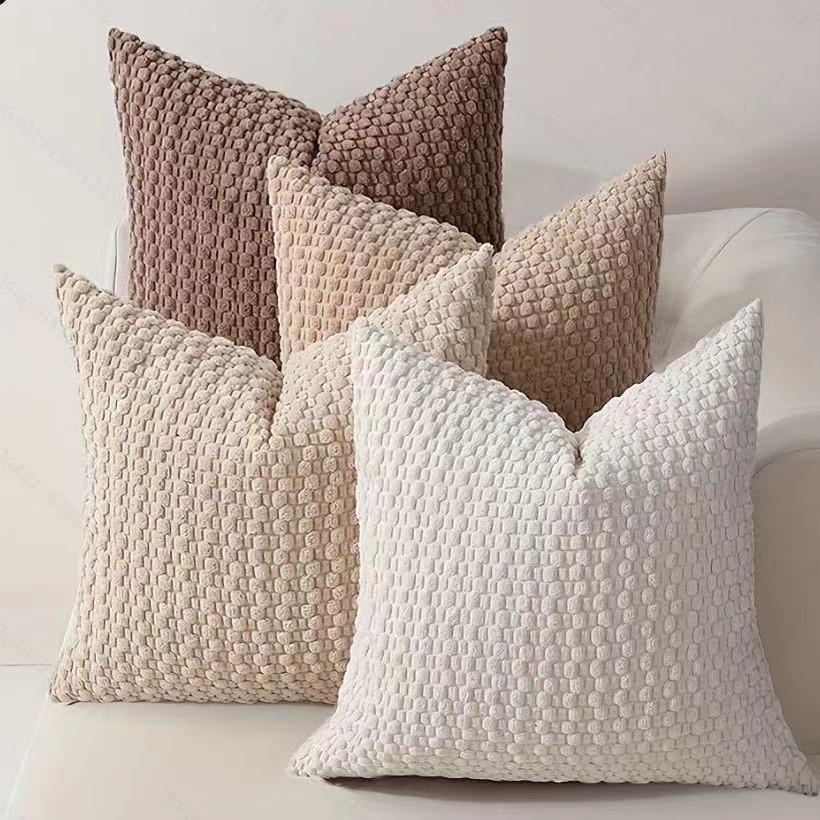 Bohemian Corduroy Bubble Bead Throw Pillow Cover