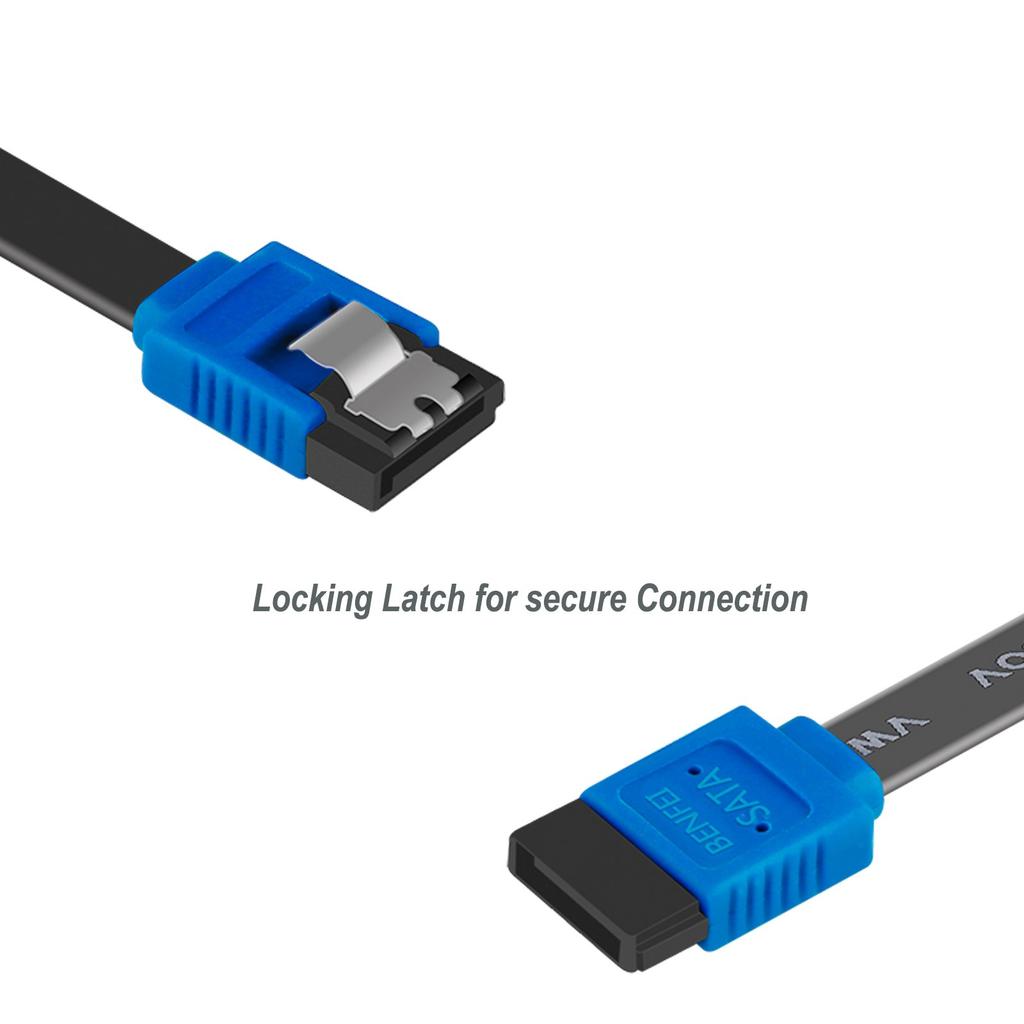 BENFEI 45cm SATA Cable SATA 3 6 Gbps with Latch for SSD and HDD Expansion Blue (Straight Type) 12-Pack -