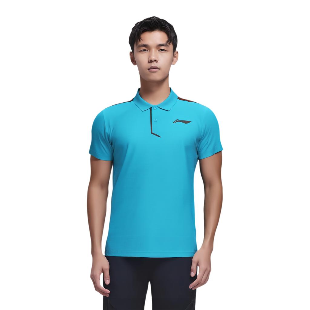 Li Ning Polo Shirts Men's Blue Polo Collar Moderate AAYS051-4