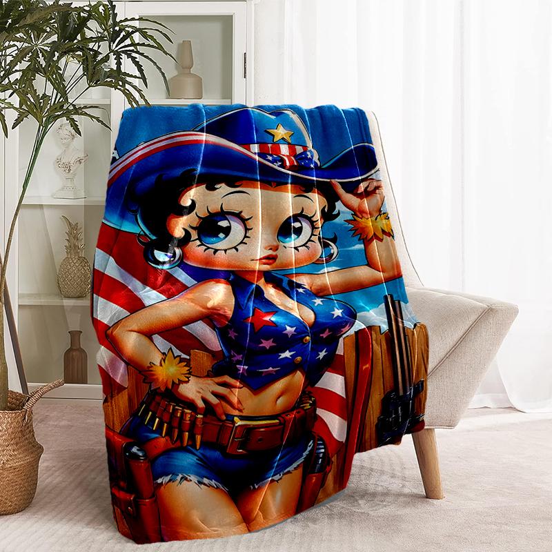 Betty Boop Print Blanket - Soft & Comfortable, for Bedroom, Travel, Sofa, Home Decoration - Birthday Christmas Gift for Friend