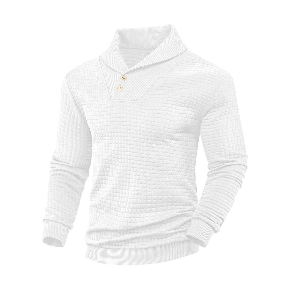 Men's Solid Color Lapel Plaid Sweatshirt Men's Casual Fashion Sweatshirt