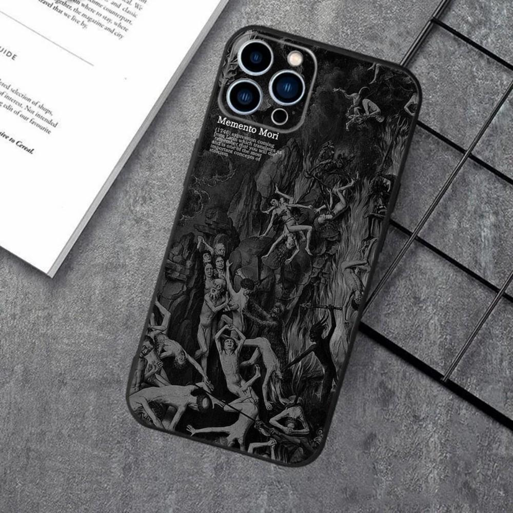 Memento Mori Phone Case For Apple iPhone 15,14,13,12,11,XS,XR,X,8,7,Pro,Max,Plus,mini Silicone Black Cover
