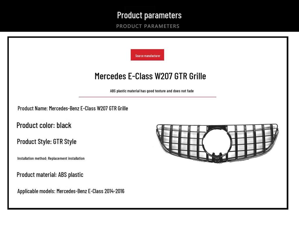 GT Black Edition Front Grille for 2014-2016 Mercedes-Benz E-Class W203
