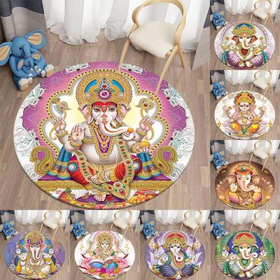 Ganesha Round Rugs For Living Room Bedroom Carpet Soft Flannel Mat Bohemian Room Rug Tapis Home Decor