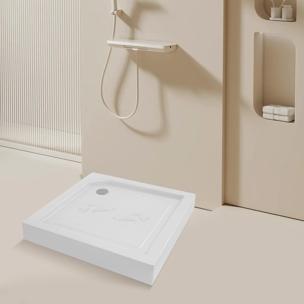 Large 33x33 Inch Square Shower Base Tray, 573 lbs Load Capacity, Non-Slip Bathroom Floor Pan, White Waterproof Shower Receptor