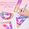 4 Pcs Flexible Rulers Set, Colorful Geometry Kit, Plastic Bendable Shatterproof Soft Rulers, Clear Ruler 20 cm/ 8 Inch, Triangle Rulers and