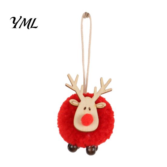 Winter Wonderland Party Supplies Christmas Felt Elk Hanging Ornaments, Cute Fuzzy Pom Reindeer Unique Ornaments for Door Handles Pendant, Holiday