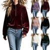 Top Casual Colorato in Velluto da Donna con Collo Alto e Manica Lunga - Camicetta dalla Vestibilità Ampia