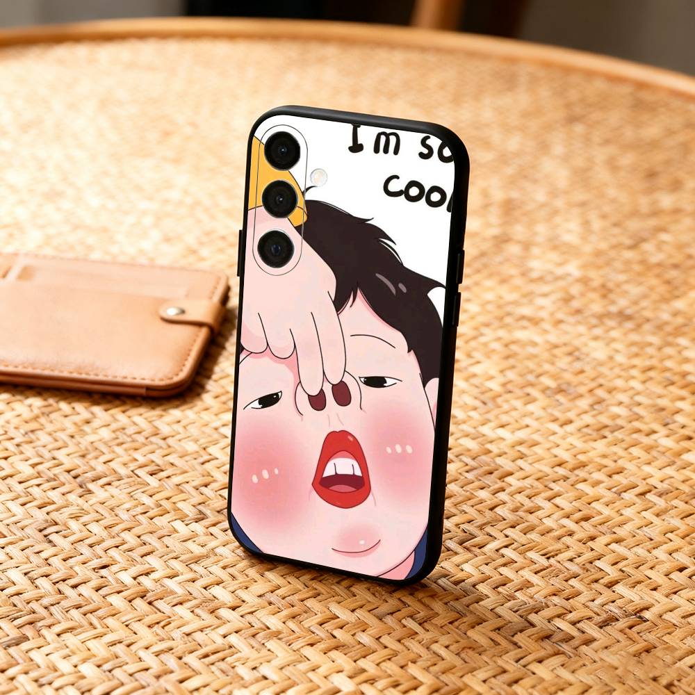 F-FUNNY And Cute Stickers Phone Case For Samsung  A73,72,71,A52,51,40,41,A22,A32,31,A13, Soft Black Shell