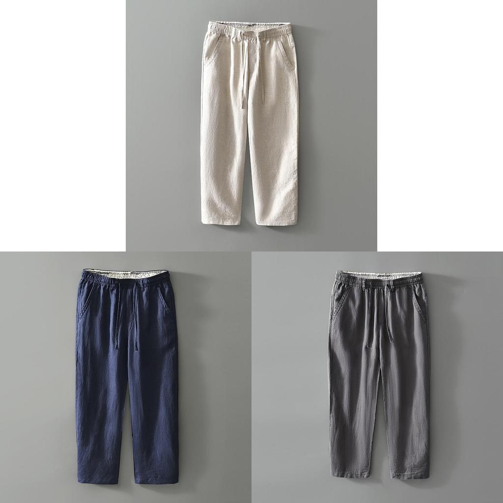 Mens Linen Casual Pants With Drawstring For Summer Comfort And Breathability