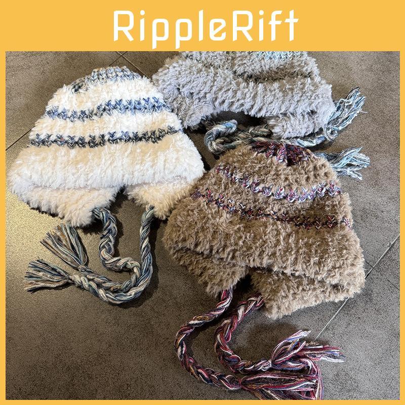 Plush Hat Winter With Color Blocking And Big Head Circumference Design Daily For