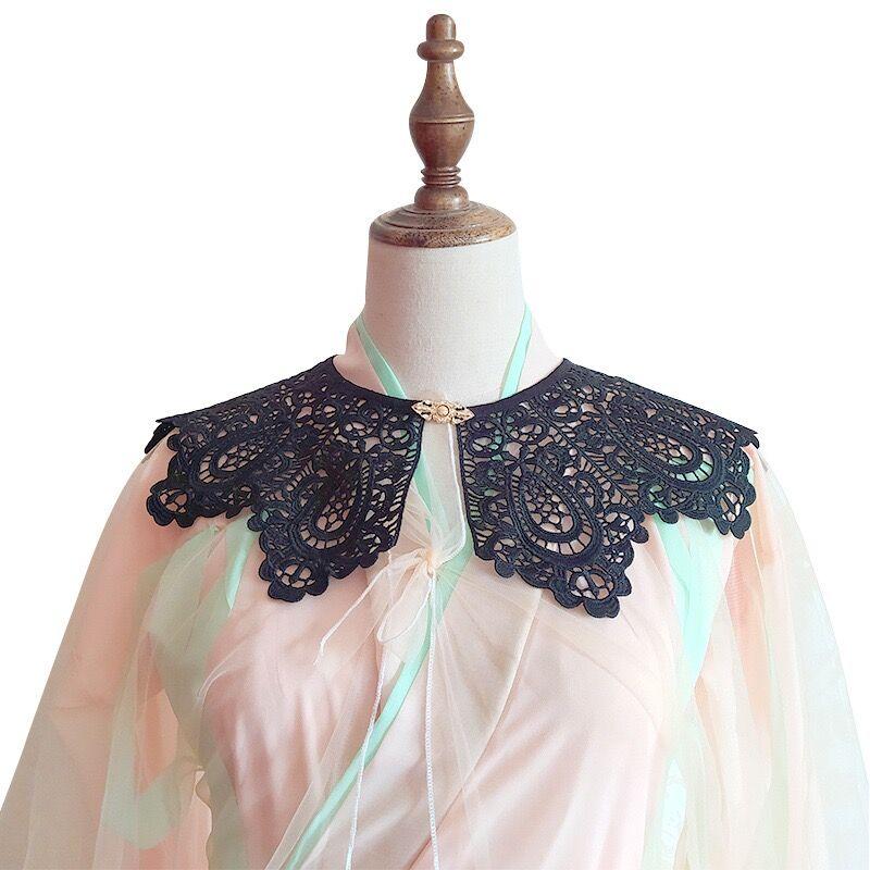 Three Styles Cotton Fake Collar Shawl Wrap Hollow Out Floral Doll Collar Detachable Shirt False Collar Blouse Top Accessories