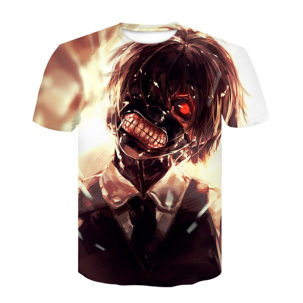 Strange Things Tokyo Ghoul Men 3D Graphic T Shirts Anime Ken Kaneki Print T Shirts Cartoon Loose Cotton Tshirts Hipster Tops