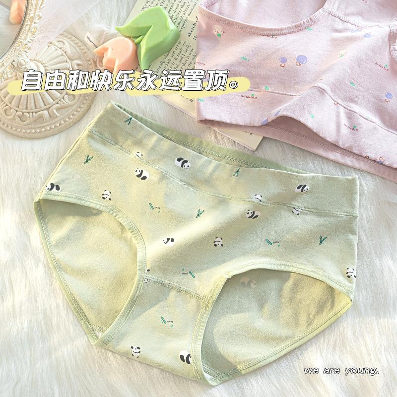 Women S Pure Cotton Antibacterial Breathable Mid Waist Printed Triangle Panties