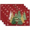 Christmas Placemats with Comical Reindeer Prints Christmas Treesdining Tables Kitchens Bar Counters Insulation Home Decor
