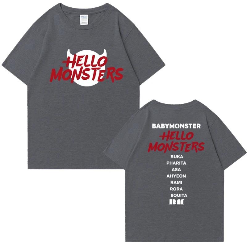 Popolari Magliette Babymonster Hello Monsters World Tour 2026 Nuove Unisex Vintage Abbigliamento in Cotone Uomo Donna Maglietta a Maniche Corte