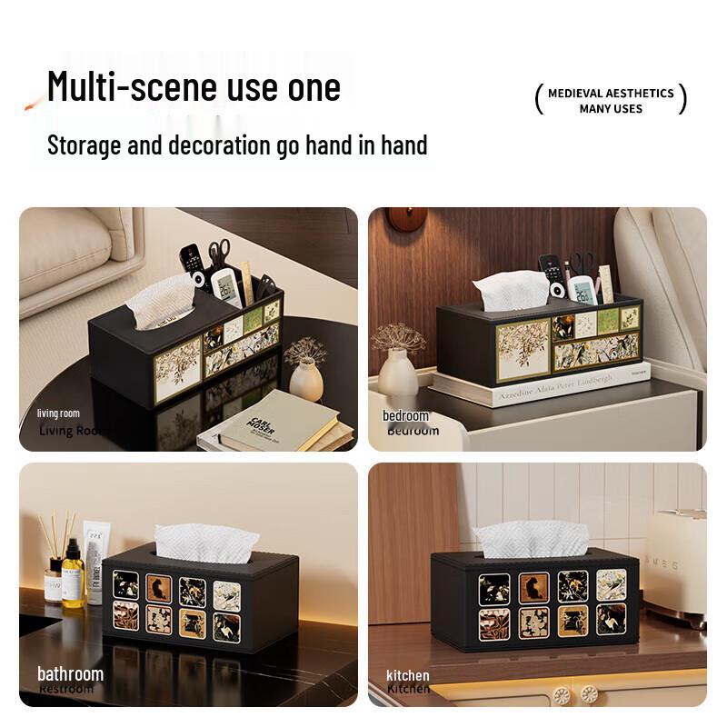 FAJIENUO Luxury Vintage Leather Tissue Box