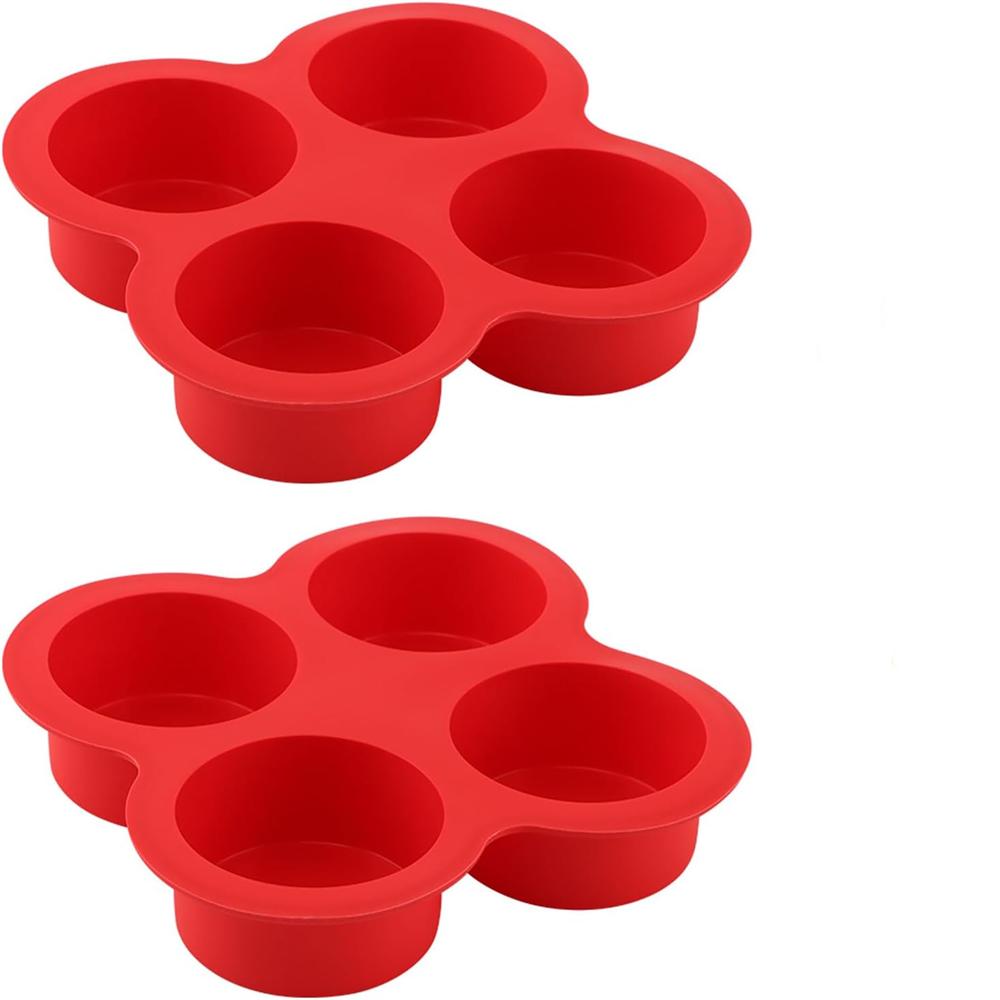 Air Fryer Egg Mold Round Shape Eggs Mold 4 Cavity Non-Stick Silicone Air Fryer Egg Pan Egg Steamer Cooking Mold Fried Egg Tool