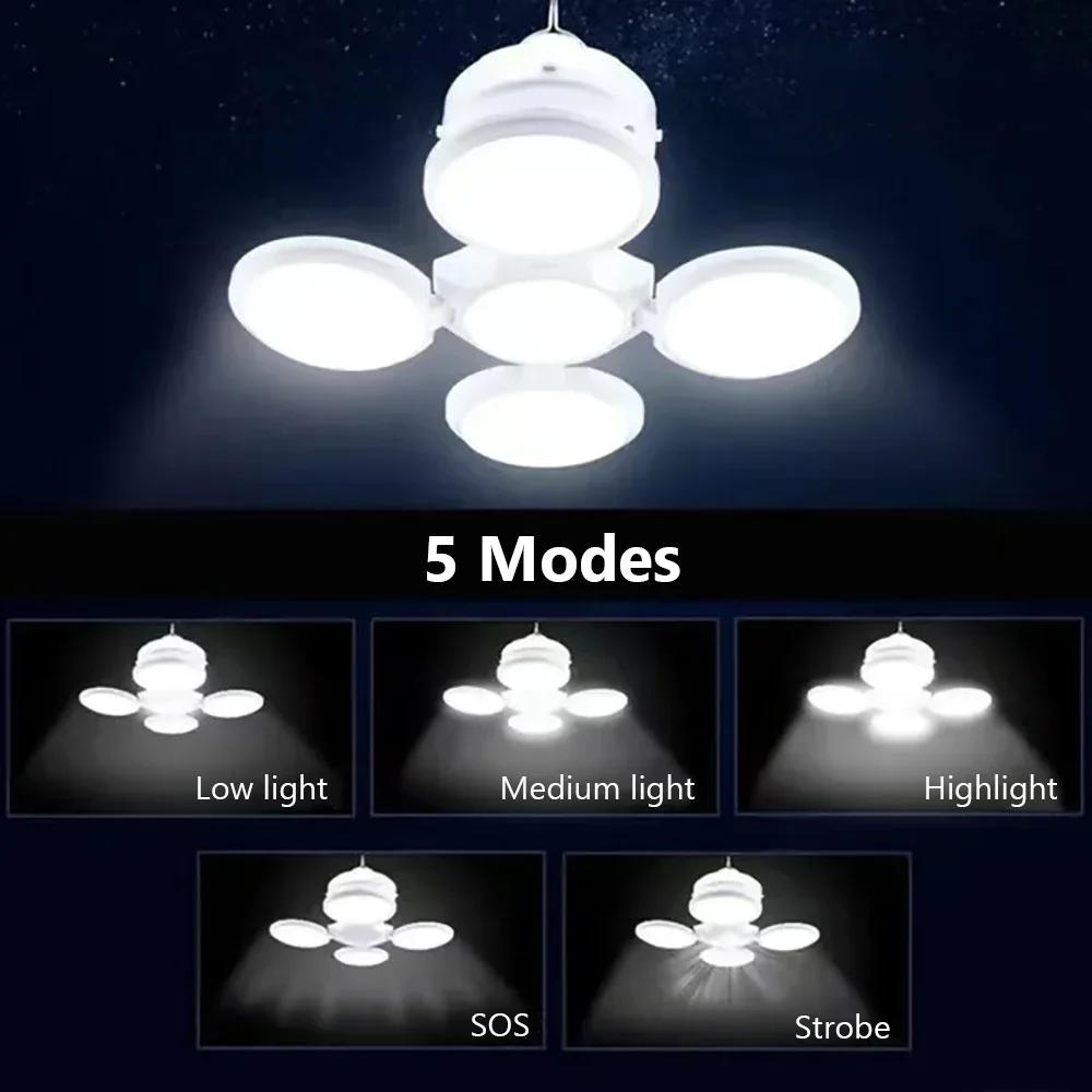 Portable Solar Camping Light Rechargeable Outdoor Tent Lamp Folding LED Football Bulbs with Hanging Hook Fishing Hiking Lantern