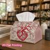 1pc, 2D Flat Printing, Tissue Box Heart-Shaped And Tree Pattern Printed Tissue Box, Suitable for Vacation Home Decoration, Kitchen, Living Room, Car H