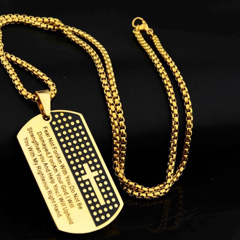 Necklace Men's Letter Crusader Brand Pendant Diy Titanium Steel Necklace