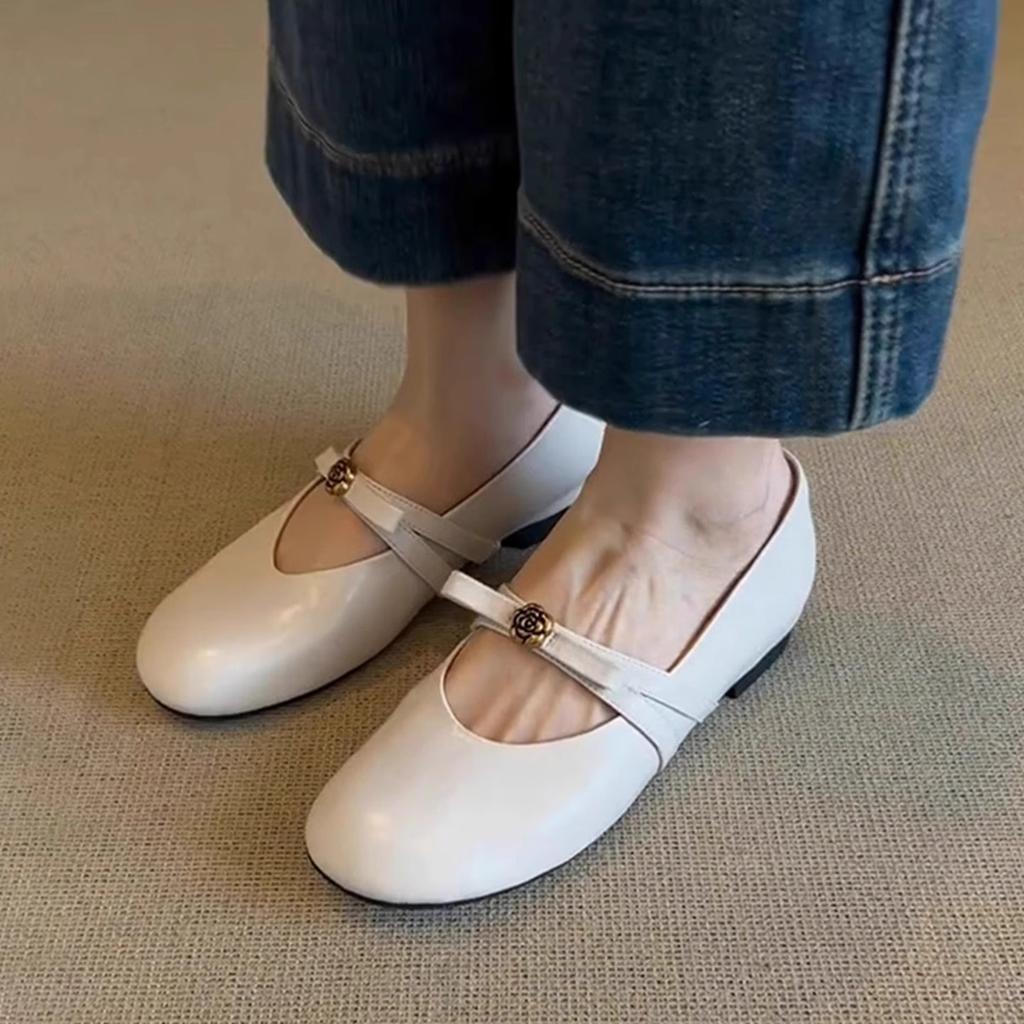 Sheepskin model~ French single shoes women's flat ballet evening shoes with skirts are beautiful and not tired, retro Mary Jane shoes