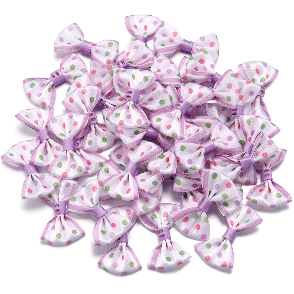 30pcs 2.7*3.7cm Polka Dot Polyester Ribbon Bows Colorful Mini Bowknots For DIY Clothing Sewing Hairpin Decoration Accessories