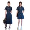 Plus Size 2026 Summer Denim Dress for Women - Slimming Tummy Concealing Skirt for Curvy Girls
