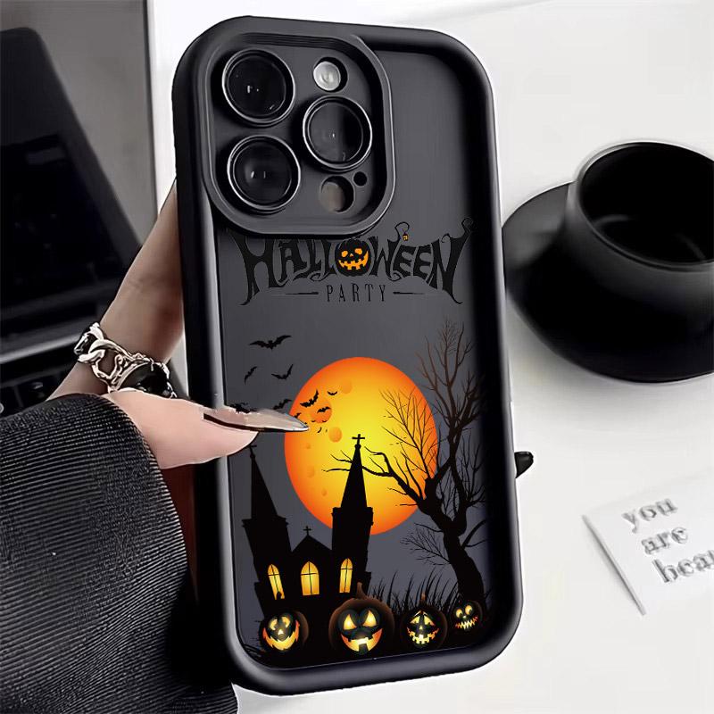 Halloween Castle Moon Soft Silicone Case For iPhone 17 Pro 14 15 Plus 11 12 13 16 Pro Max Coque 16E 17AIR Shockproof Phone Cover