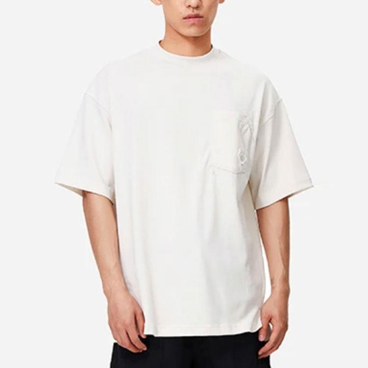 Li-Ning X Jackie Chan Kung Fu Series Chest Pocket Crew Neck T-Shirt Unisex Tops Pearl-White AHSS205-3